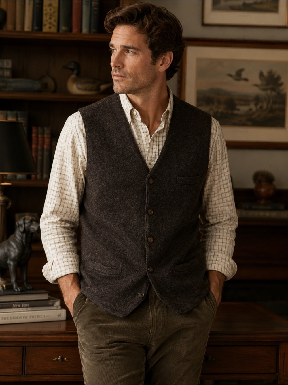 Jos. A. Bank Reserve Dark Brown Wool Blend Button Vest